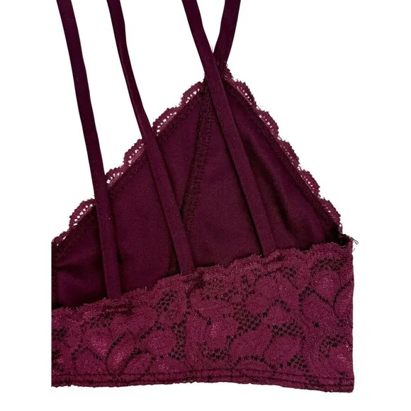 Black Cherry Lace Strappy Cage Back Bralette | Mob Wife Coquette Balletcore Goth - Picture 6 of 14